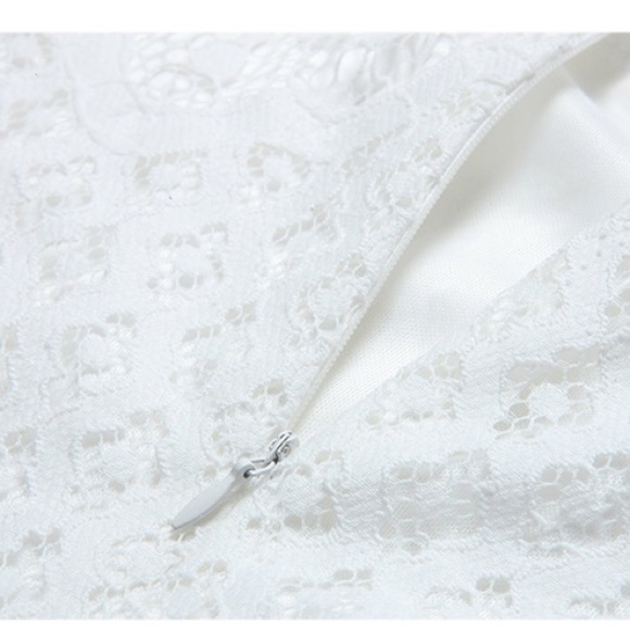 Last 1! Hollow Long Sleeves Knee Length Lace Dress - Picture 6 of 8